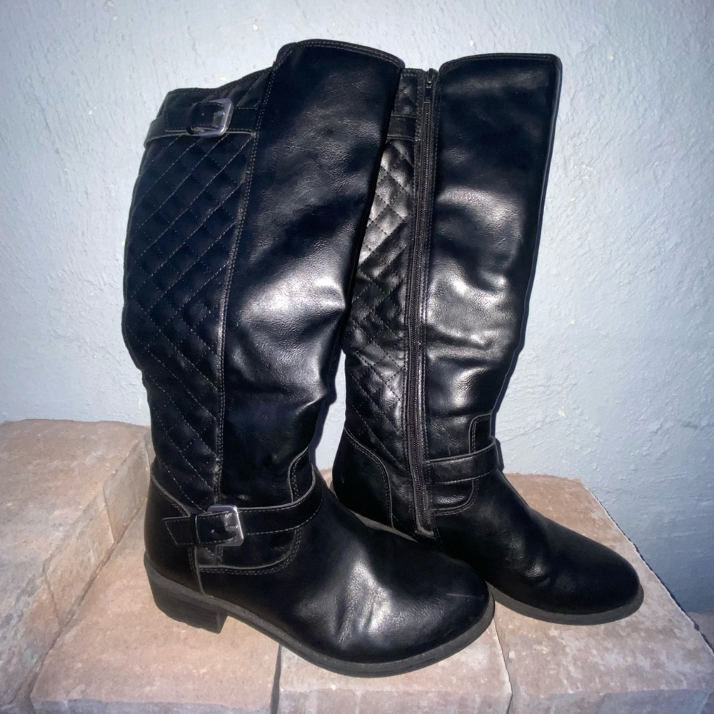 St. John's Bay Black Over the Knee Quilted Boots